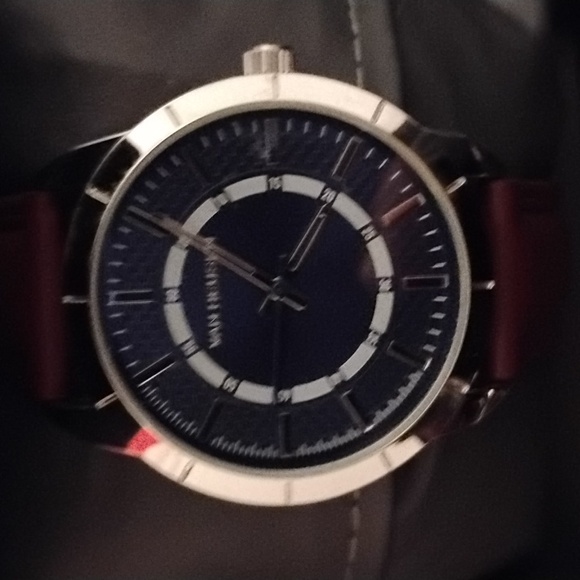 Van Heusen Men's watch fully banded strap on brown blue silver any size os - Picture 2 of 9